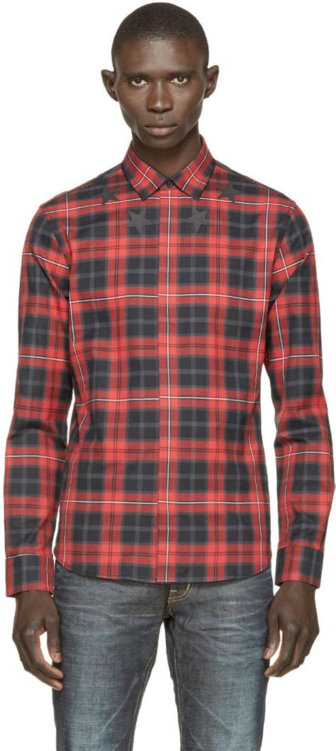 givenchy banded plaid shirt